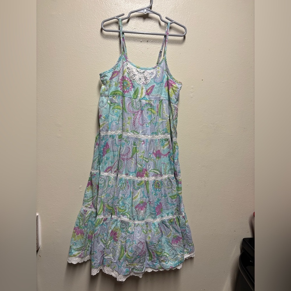 Mimi & Maggie tiered maxi dress girls size m 10-12 floral print
